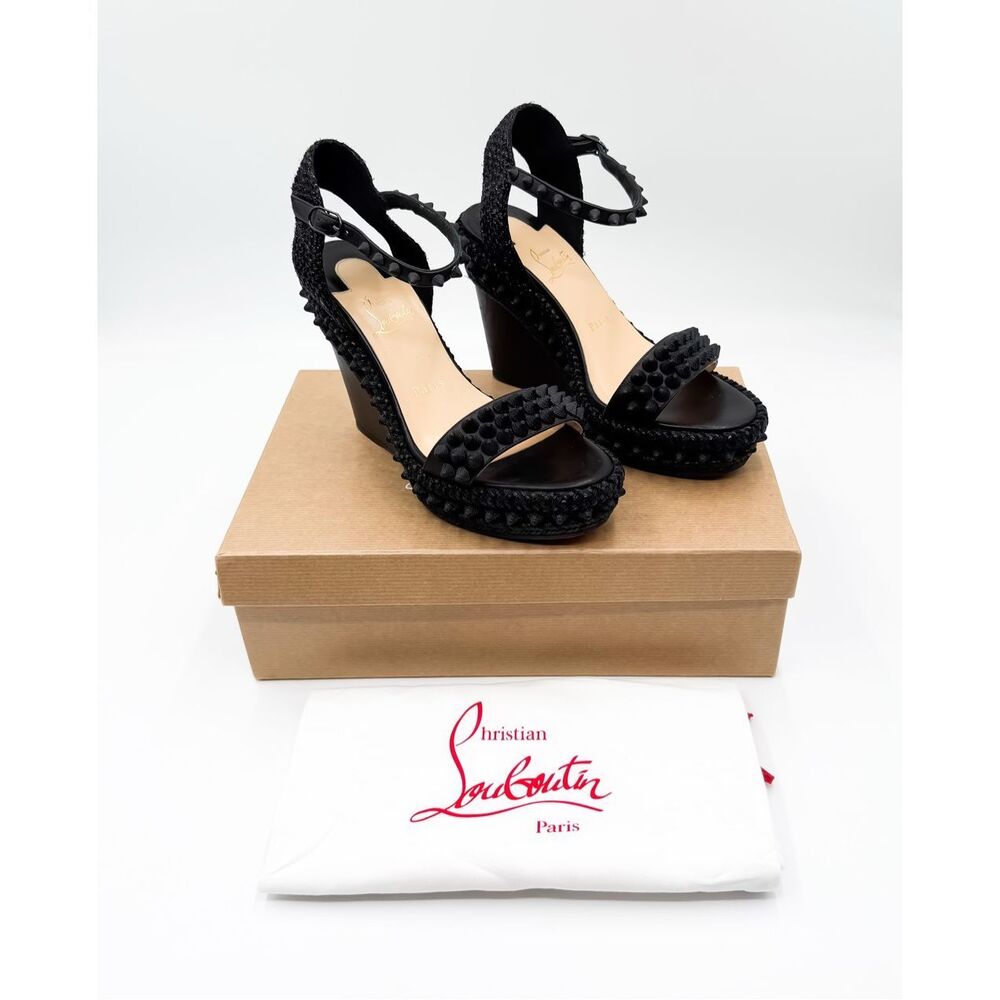 Christian Louboutin Pyraclou Platform Wedge Studded Sandals 110mm EU 38 US 8